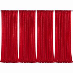 lot 1622 image: B-COOL 4 Panels 2ftx8ft Red Valentines Backdrop Sequin Backdrop Curtain Drapes Fabric for Ceremony Wedding Holiday Birthday Party Photography Decorations