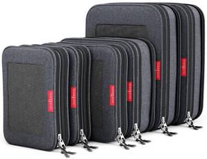 lot 1623 image: LeanTravel Compression Packing Cubes for Travel Organizers with Double Zipper (6-Pack (2L2M2S), Black)