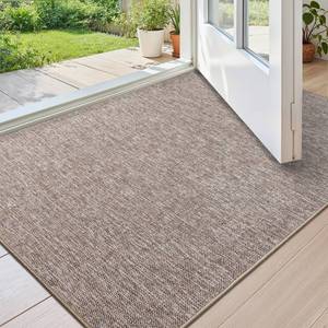 lot 1624 image: Color&Geometry Small Ultra Thin Indoor Door Mat (Rolled-up NO Creases) 17x30, Non Slip Rubber Backed Dirt Trapper Door Mat Indoor Entrance, Low Profile Entryway Mat, Easy Clean, Light Brown Linen