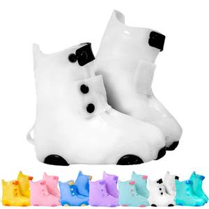 lot 1630 image: Rain Shoe Covers Kids Waterproof Shoe Cover for Boys Girls Reusable Galoshes Overshoes (WhiteBlack, X-Large)