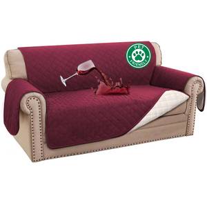 lot 1633 image: Turquoize 100% Waterproof Couch Cover Sofa Covers for 2 Cushion Couch Loveseat Covers Triple Non-Slip Couch Cover for Dogs Washable Furniture Protector Cover for Pets,Dog (Loveseat 54, Burgundy)