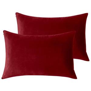 lot 1638 image: StangH Christmas Pillowcase for Decor, Velvet Pillow Covers with Zipper Closure, Soft Cozy Feeling for Sleeping, Queen Size (Red, 20 x 30 inches) Pillow Cases Set of 2