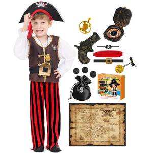 lot 1649 image: BIBUTY Pirate Costume Kids Halloween Costumes for Boys Girls, Pretend Play & Dress Up Clothes for Little Boys Girls Halloween Costumes for Kids, Toddler Boys Pirate Costume Toys Gifts for 3-6