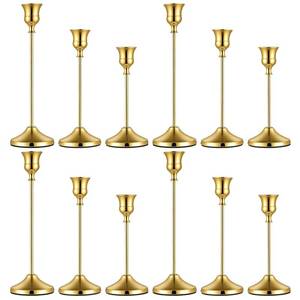 lot 1664 image: 12 PCS Gold Metal Taper Candle Holders, Candlestick Holders, 7cm Diameter Taper Candle Holder Bulk for Table Centerpieces Candlesticks for Wedding Christmas Home Party Table Decor-231916cm