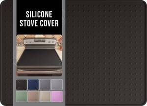 lot 1666 image: Bampanda Silicone Stove Top Cover for Electric Stove, Glass Stove Top Protector, Stovetop Cover Mat for Cooktop, Flat Range Cover, Oven Top Protector, Coffee Bar Mat, 28 x 20 in, Black