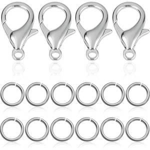 lot 1694 image: 450Pcs No Tarnish Stainless Steel Lobster Claw Clasps & Jump Rings for Jewelry Making, Necklace Bracelet Findings & Supplies