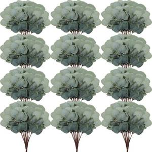 lot 1703 image: Taiyin 70 Pieces Artificial Eucalyptus Leaves for Wedding Eucalyptus Leaves Stems Decor Greenery Faux Green Stems for Wedding Centerpiece Floral Home Decor, 11 Inches