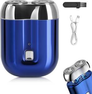 lot 1714 image: Mini Electric Shaver for Men Women, Pocket Dual Head Shaver, Rechargeable Waterproof Compact Travel Electric Razor, USB Close Battery Portable Razor for car, Travel, Office, Home use (Blue)