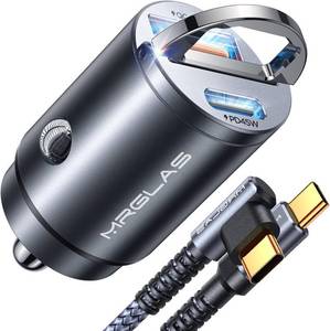 lot 1716 image: MRGLAS 90W Fast iPhone 1716 Car Charger, USB C Car Charger with Type C Cable, PD45W & QC45W, Flush Fit, All Metal, Cigarette Lighter RV Power Adapter for iPhone 17 16 Samsung S26 S25 Ultra Pixel 10