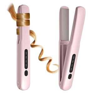 lot 1735 image: Cordless Hair Straightener, Portable Flat Iron 4 Temperature Options and 20S Fast Heating, Long-Life Battery Ceramic Hair Straightener, Travel Size USB Rechargeable (Pink)