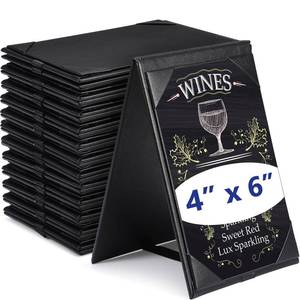lot 1739 image: Gerrii Leatherette Table Tents Black PU Leather Menu Covers Bulk Double Sided Frame Sign Holders 2 Side Drink Dessert Menu Folders for Restaurant Coffee Cafe Bar Wedding Supplies(20 Pack,4 x 6 Inch)