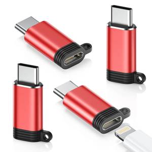 lot 1747 image: Lightning to USB C Adapter 4 Pack - Fast Charging & Data Transfer USB Type C to Lightning Charger Connector Compatible with iPhone 151617 Pro MaxPlus, Samsung, Pixel - (Not for AudioOTG)-Red