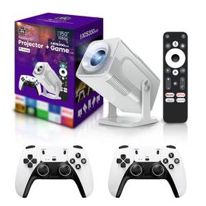 HCS350 Pro Projector and game,Retro 4K Smart Game Projector 1280*1080P Built-in 30000 Games,Portable video game with 2 Wireless Controllers,5G WiFi Bluetooth,HDMI,Android 12,home theater,office-White
