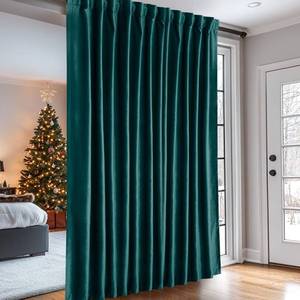 lot 1792 image: Dreaming Casa Velvet Room Darkening Curtains 84 Inches Long, Blackout Window Treatment Drapes, Rod Pocket & Back Tab Curtain for Bedroom Living Room, Teal Green, 2 Panel, 100 W x 84 L