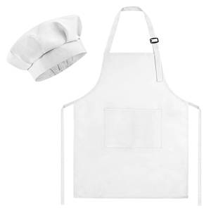 lot 1793 image: Morcheiong Kids Chef Hat and Apron Set, Adjustable White Childrens Painting Apron and Chef Hat with 2 Large Pocket for Kids Cooking Painting Baking Activity