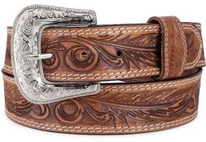 lot 1796 image: F&L CLASSIC mens Western full grain Leather belt Strap wSnaps for Interchangeable Buckles, USA,7-941-06-size 38