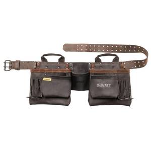 lot 1813 image: DEWALT Leather Tool Belt, Durable, 11 Pocket Professional Belt (DWST550112)