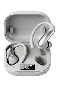 lot 1830 image: Open Ear Buds Wireless Earbuds Bluetooth Headphones with 60H Playtime LED Display Case, Over the Earbuds with Mic, Stereo Sound, Easy Button Controls, Sports Earphones for Running Workout Gym Grey
