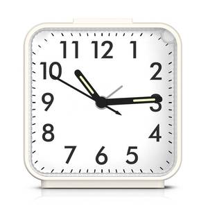 lot 1831 image: LOFICOPER Analog Alarm Clock for Bedroom, Small Travel Alarm Clock, Battery Operated Bedside Clock with Night Light, Snooze, Ascending Beep Sounds, White