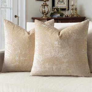 lot 1835 image: MIULEE Velvet Throw Pillow Covers Set of 2, Soft Neutral Decorative Pillow Cases with Luxurious Textured Vintage Cushion Covers for Home Decor Couch Sofa Bed,Beige 18x18 inch