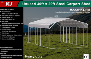 lot 32036 image: 40 ft x 20 ft Heavy-Duty Steel Carport Shed  K4020