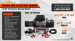 lot 34046 image: LandHonor 20000 lbs Electric Winch  LHR-EW20000