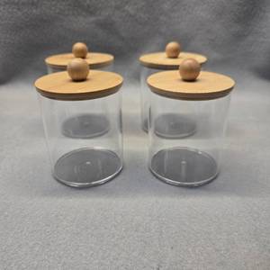 Modern Glass Storage Jars with Bamboo Lids - Set of 4