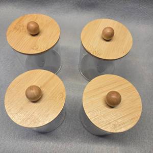 Modern Glass Storage Jars with Bamboo Lids - Set of 4