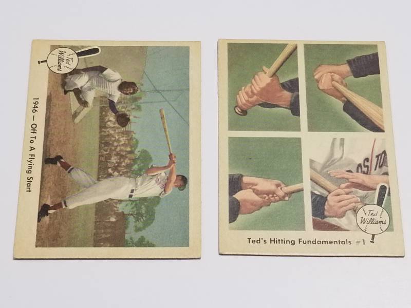 lot 1212 image: 1959 Fleer Ted Williams Lot of 2 Vintage Boston Red Sox Baseball Cards HOF