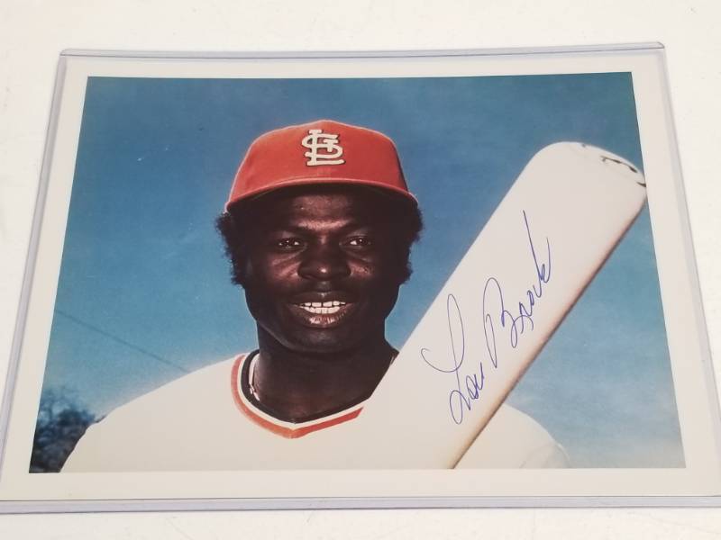 lot 1216 image: Lou Brock Autographed 8x10 Photo Print St. Louis Cardinals w COA