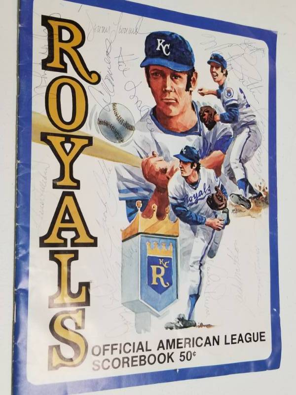 lot 1217 image: 1975 Kansas City Royals Autographed American League Scorebook w Harmon Killebrew & COA