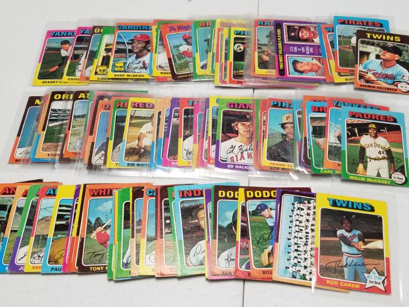 lot 1224 image: 1975 Topps Mini Vintage Baseball Lot of 100 Cards w Rod Carew & Willie McCovey