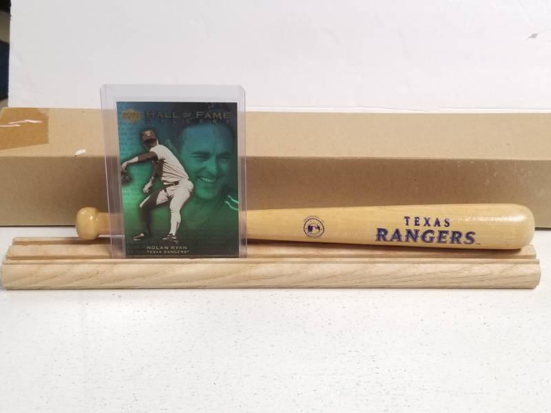 lot 1228 image: Nolan Ryan Texas Rangers Mini Baseball Bat & Card Display New