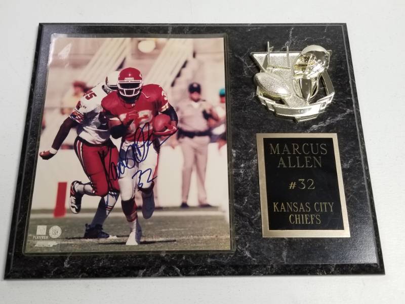 lot 1234 image: Marcus Allen Autographed Kansas City Chiefs 12x15 Plaque w COA