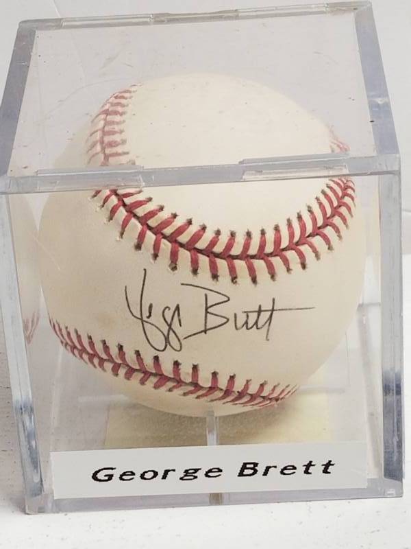 lot 1236 image: George Brett Autographed Rawlings Official American League Baseball Kansas City Royals w COA