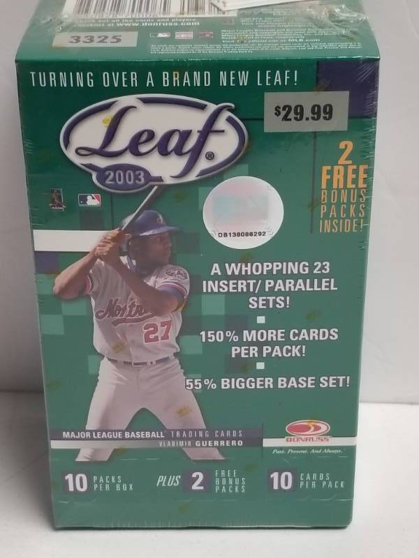 lot 1252 image: 2003 Leaf Baseball Cards Wax Box 12 Packs Total New