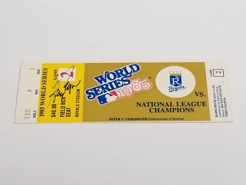 lot 1207 image: 1985 World Series Original Kansas City Royals Game 2 Ticket Stub Signed by Greg Pryor