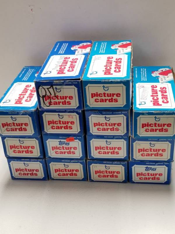 lot 1258 image: 1982-1993 Topps Baseball Card Vending Boxes Over 6000 Total Cards Mint
