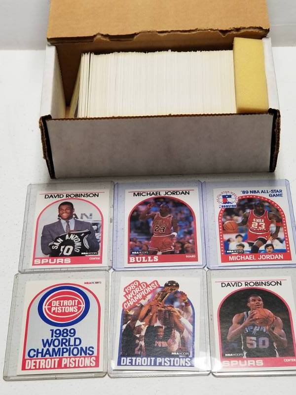 lot 1259 image: 1989 Hoops NBA Basketball Complete Set Series 1 & 2 w David Robinson Rookie & Michael Jordan