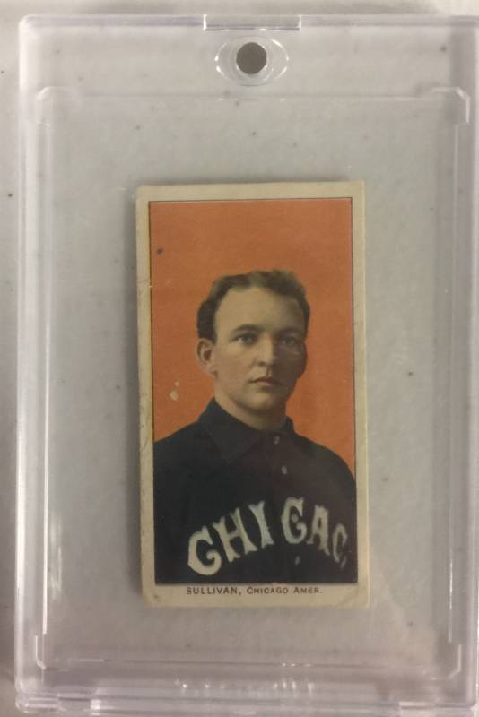 lot 1027 image: Original 100% Real 1909-11 T206 Tobacco Baseball Card Billy Sullivan Piedmont Back Chicago White Sox Book Value $100.00