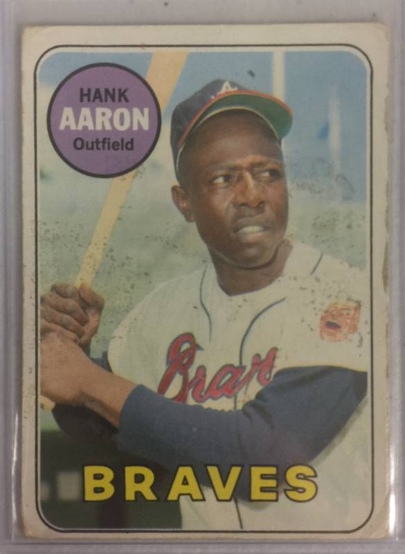 lot 1030 image: Original 1969 Topps Hank Henry Aaron #100 Atlanta Braves Book Value $50.00