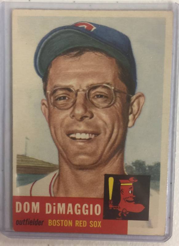 lot 1048 image: Original 1953 Topps Dom DiMaggio Boston Red Sox #149 No Creases, No Writing, Very Nice Card Book Value $40.00