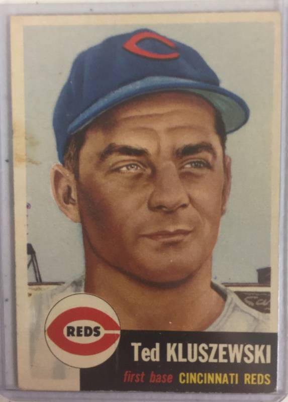 lot 1049 image: Original 1953 Topps Ted Kluszewski Cincinnati Reds #162 No Creases, No Writing, Very Nice Card Book Value $40.00