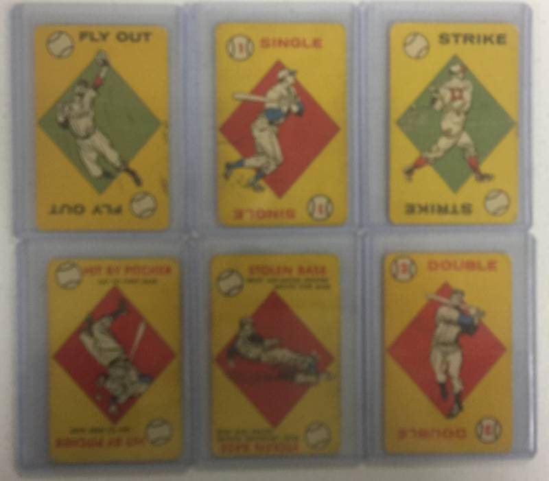 lot 1050 image: Six Original 1957 Ed-u-Cards Baseball Playing Card Game