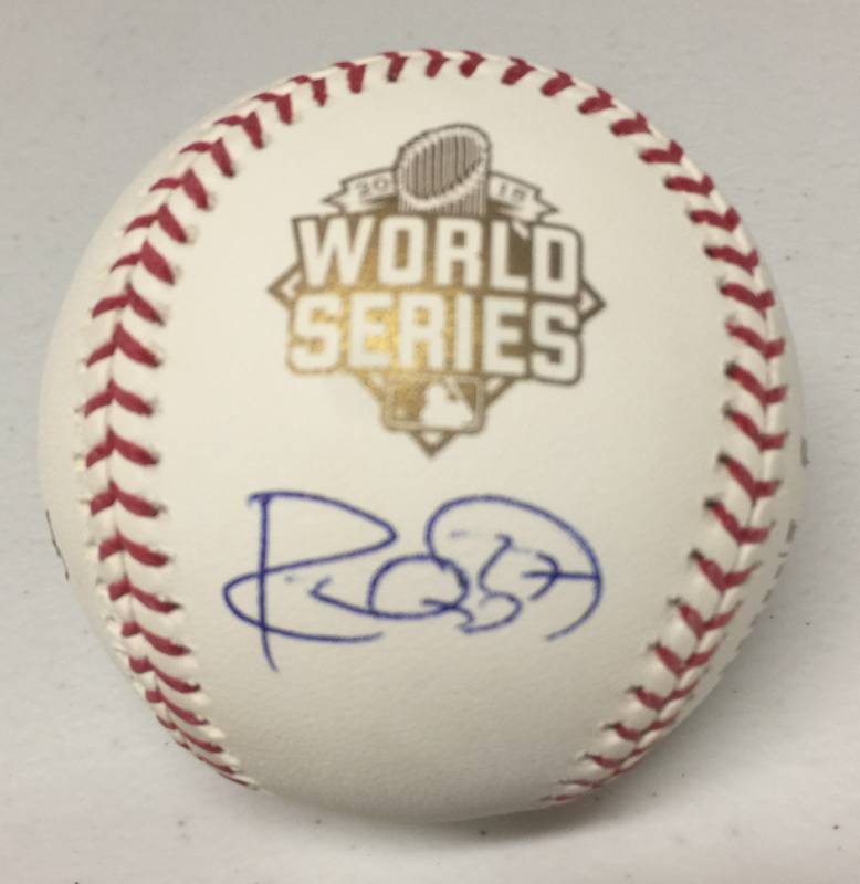 lot 1011 image: Signed Raul Aldelberto Mondesi Official Major League World Series STAT Baseball in Blue Ink With James Spence Witnessed Authentication