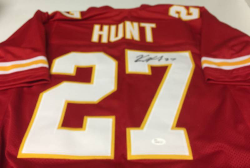 lot 1006A image: Signed Kareem Hunt Kansas City Chiefs #27 Custom Jersey with James Spence Authentication WITNESSED 100% Real