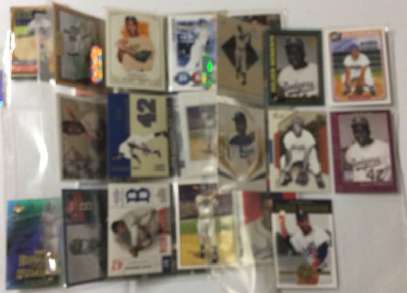 lot 1199 image: Over 30 Jackie Robinson Baseball Cards Including Inserts & More