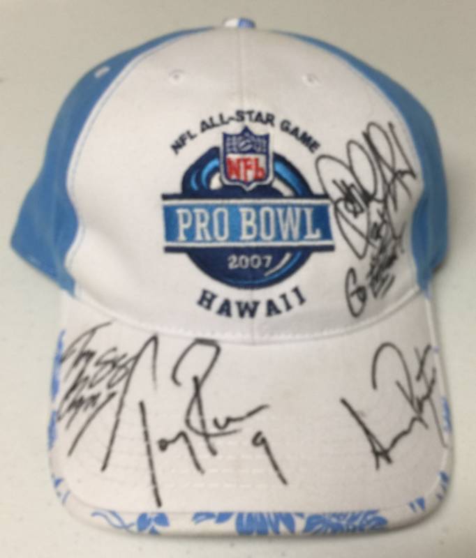 lot 1182 image: Signed Pro Bowl Cap by Tony Gonzalez, Tony Romo, Sean Payton, and Jamaal Anderson
