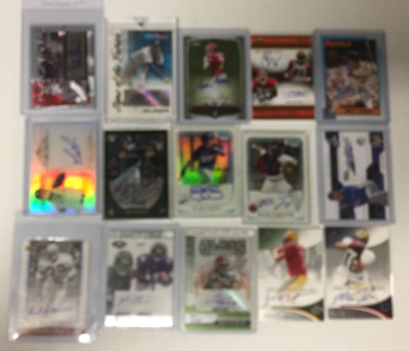 lot 1184 image: 15 Count Baseball And Football Card Autographs - All Certified Pack Pulled Autographs