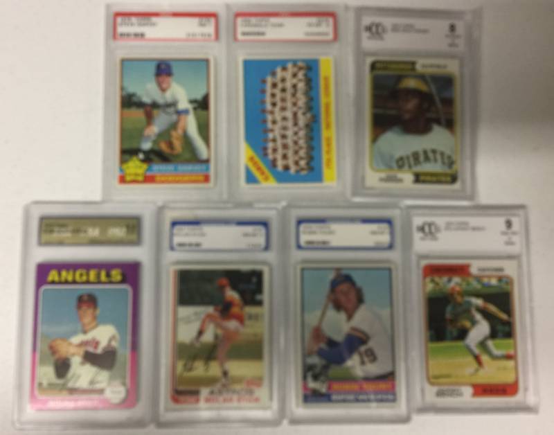 lot 1179 image: Seven Professionally Graded Vintage Baseball Cards Including Nolan Ryan, Dave Parker RC, Johnny Bench, Robin Yount & More